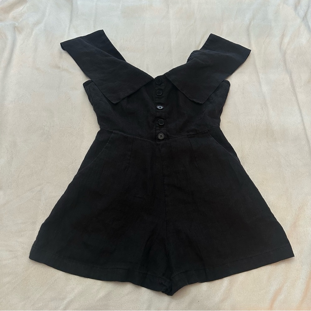 Reformation Black Off-Shoulder Frankie Romper Size 2 - 51746 - Picture 4 of 14